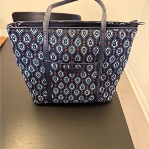 Vera Bradley Navy and White Patterned Tote